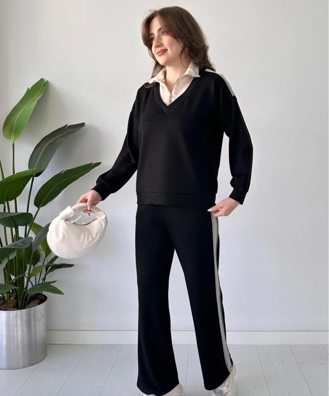 Collar Patterned Comfortable Co-Ord Set FT403