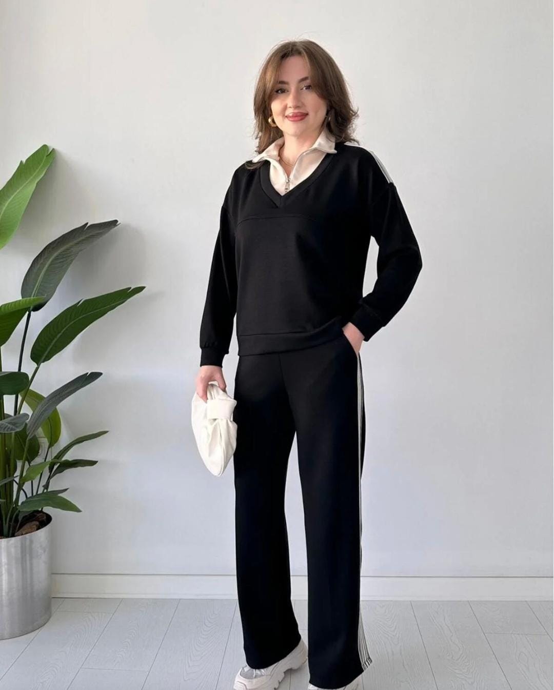 Collar Patterned Comfortable Co-Ord Set FT403