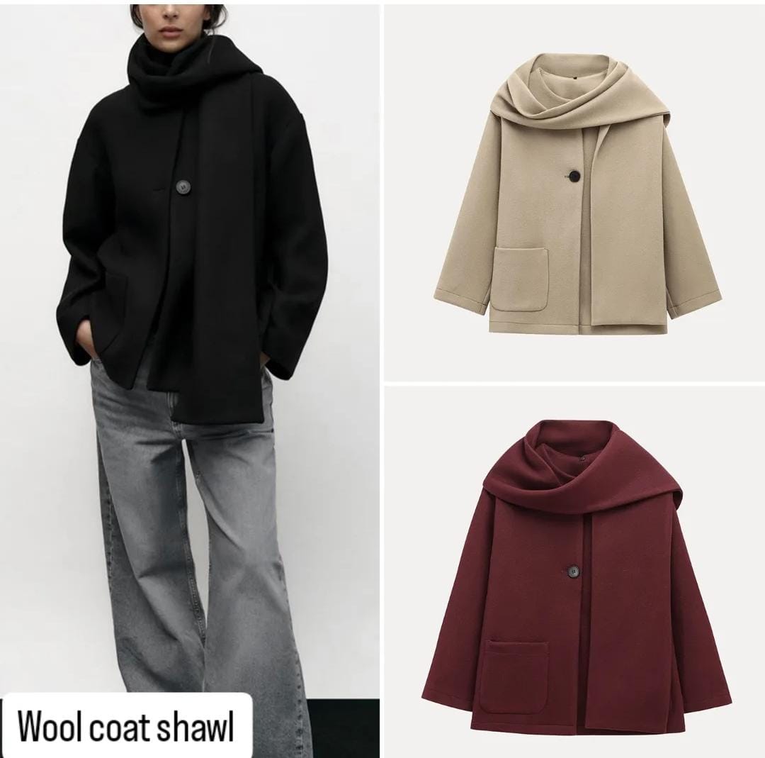 Woolen Coat With Stole FT411