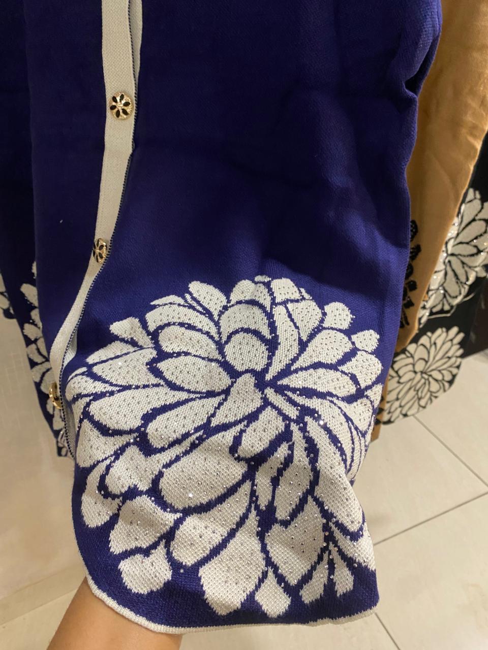 Flower Embellished Woolen Co-Ord Set FT415