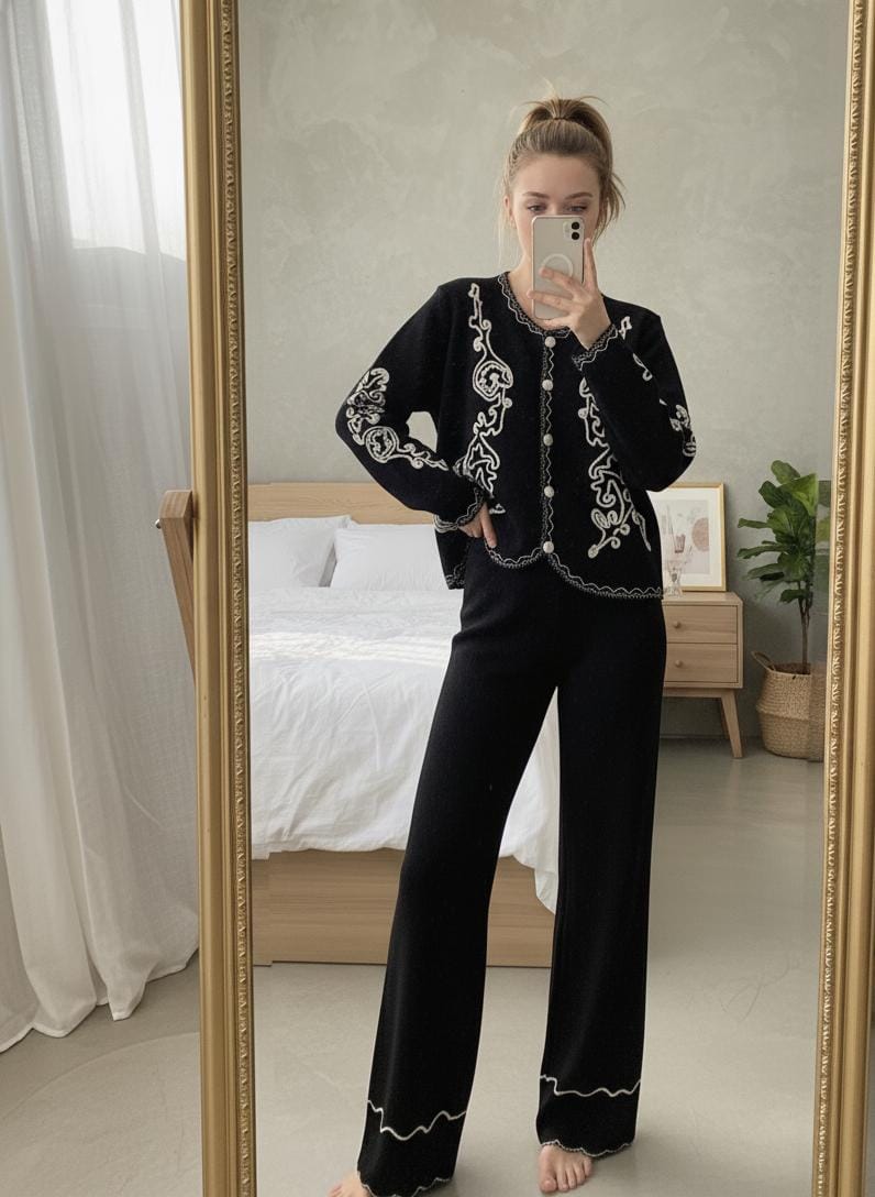 Fully Embroidered Woolen Coord Set FT421