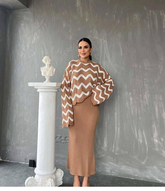 Zigzag Wave 2 pcs Knitted Dress FT424