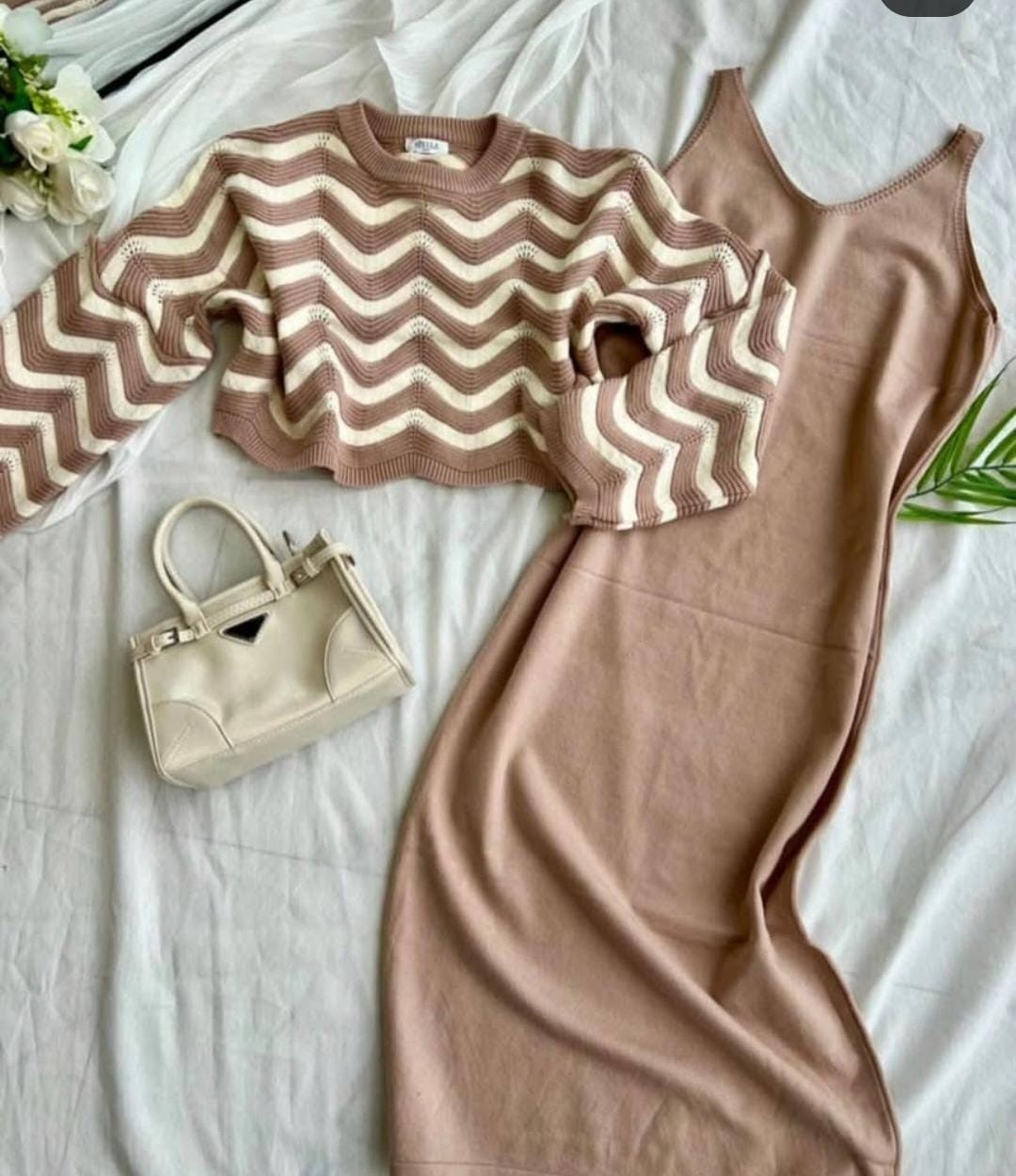 Zigzag Wave 2 pcs Knitted Dress FT424