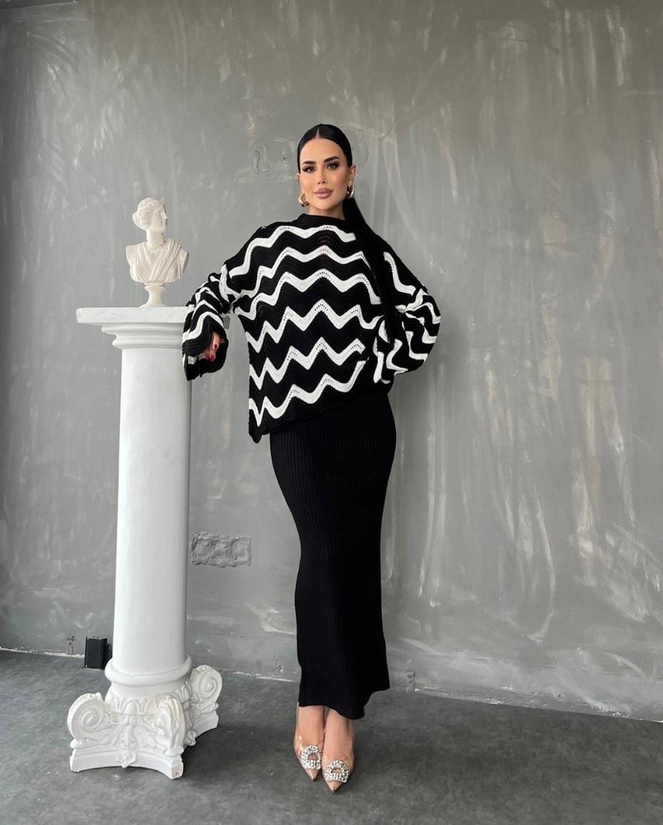 Zigzag Wave 2 pcs Knitted Dress FT424