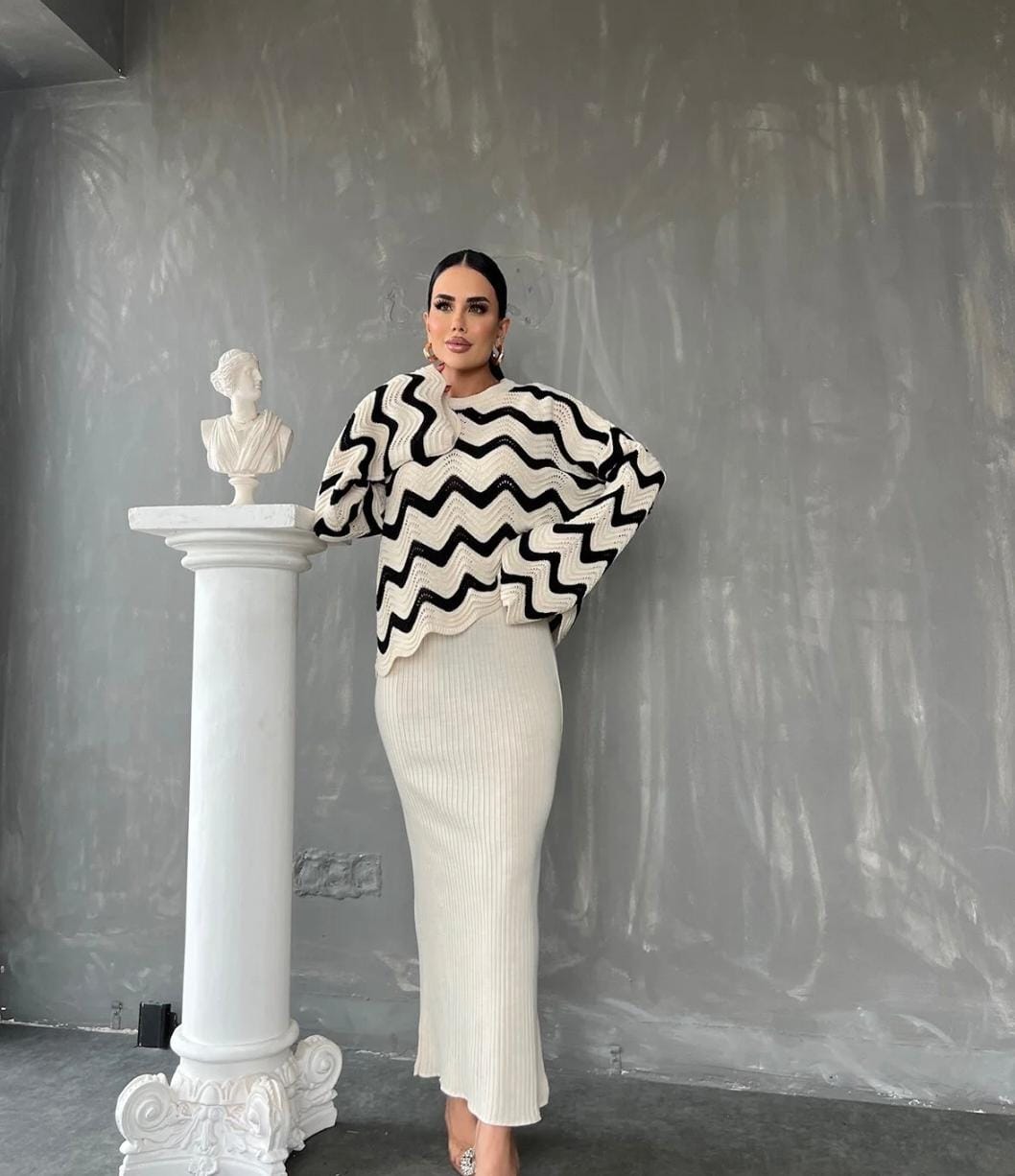 Zigzag Wave 2 pcs Knitted Dress FT424