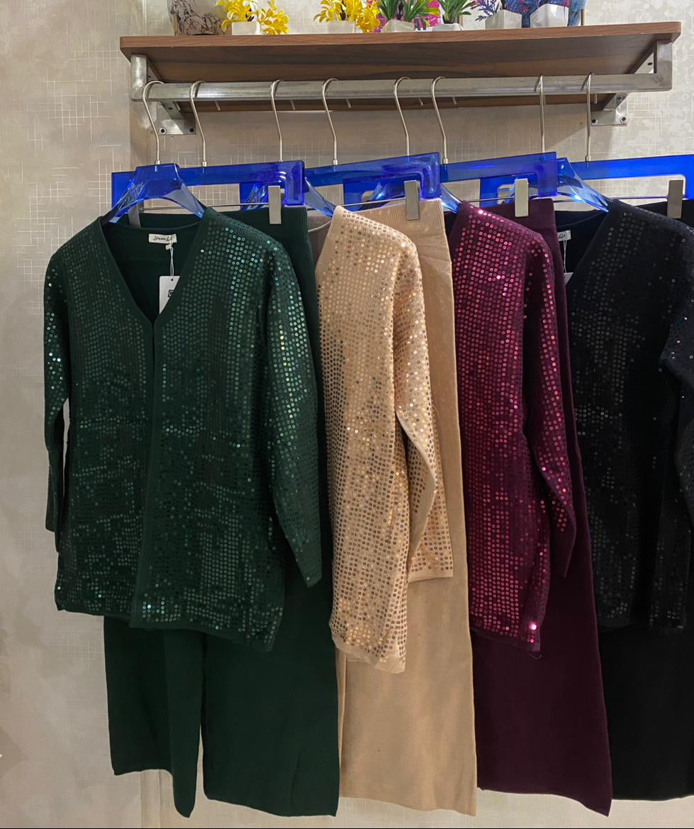 Stellar Sequin Woolen Coord Set FT426