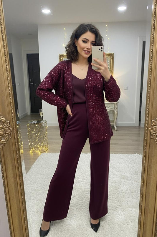Stellar Sequin Woolen Coord Set FT426