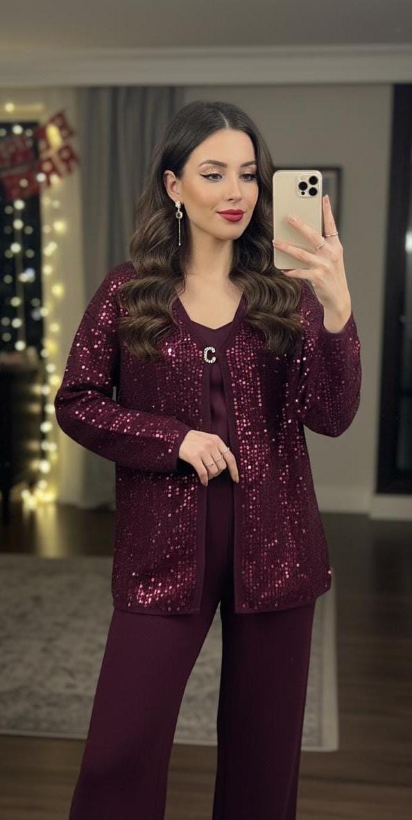 Stellar Sequin Woolen Coord Set FT426
