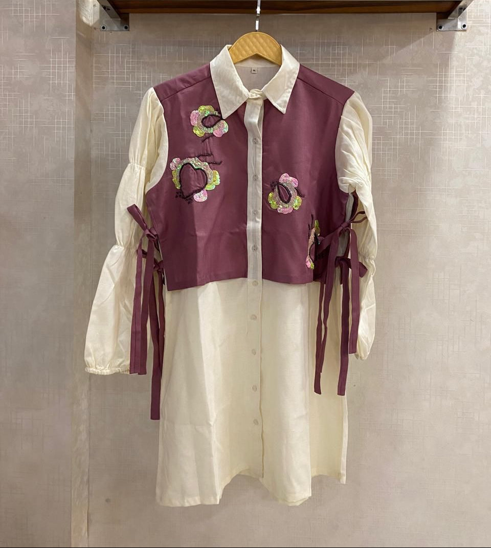 Bubble Sleeves Shirt Dress FT428