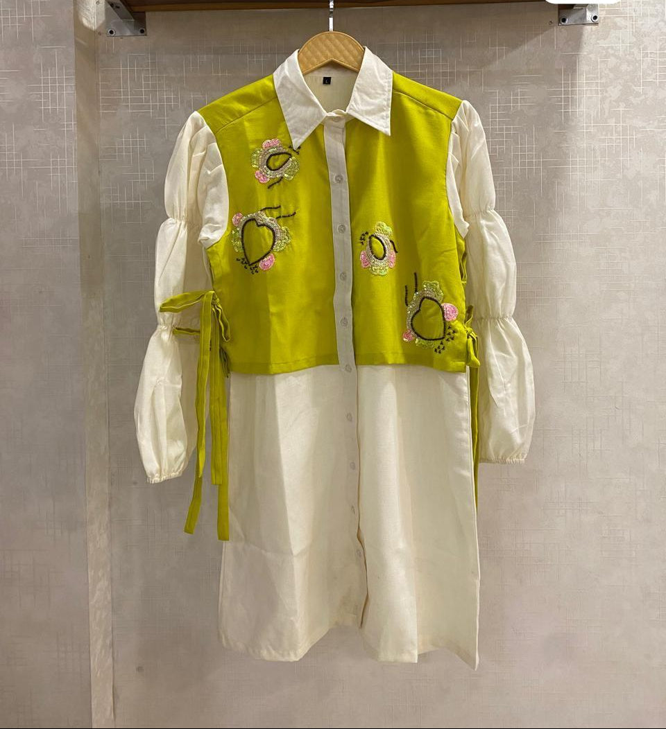 Bubble Sleeves Shirt Dress FT428