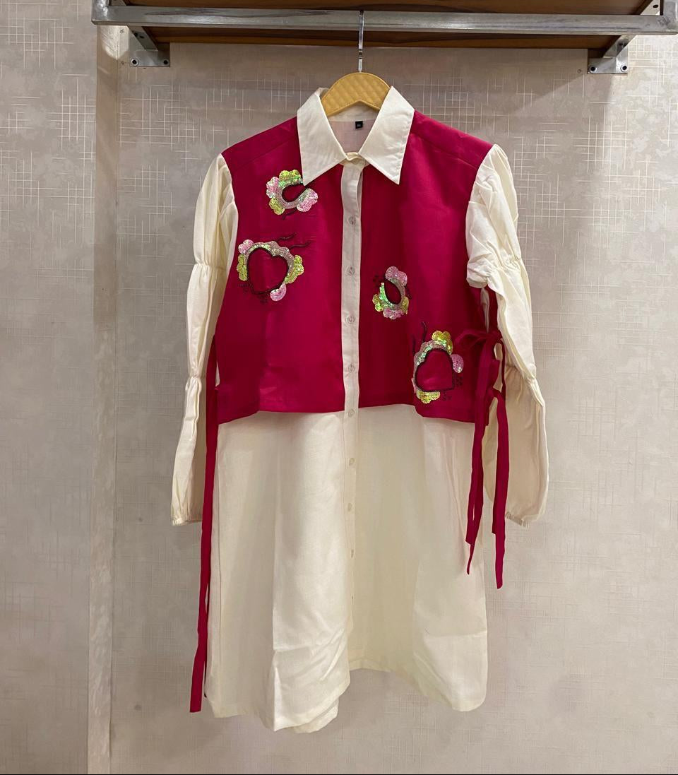 Bubble Sleeves Shirt Dress FT428