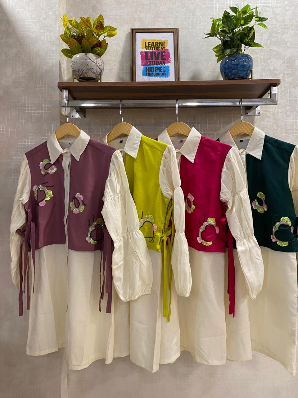 Bubble Sleeves Shirt Dress FT428