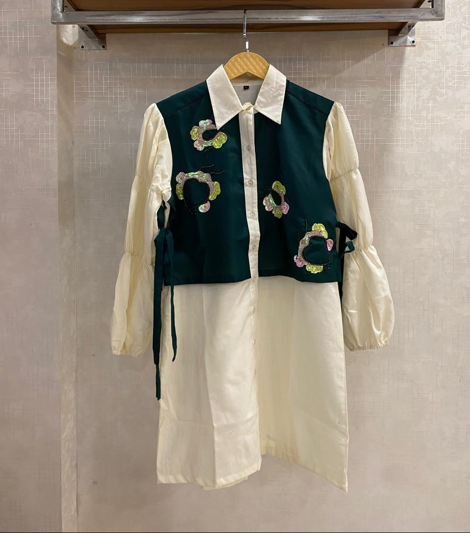 Bubble Sleeves Shirt Dress FT428