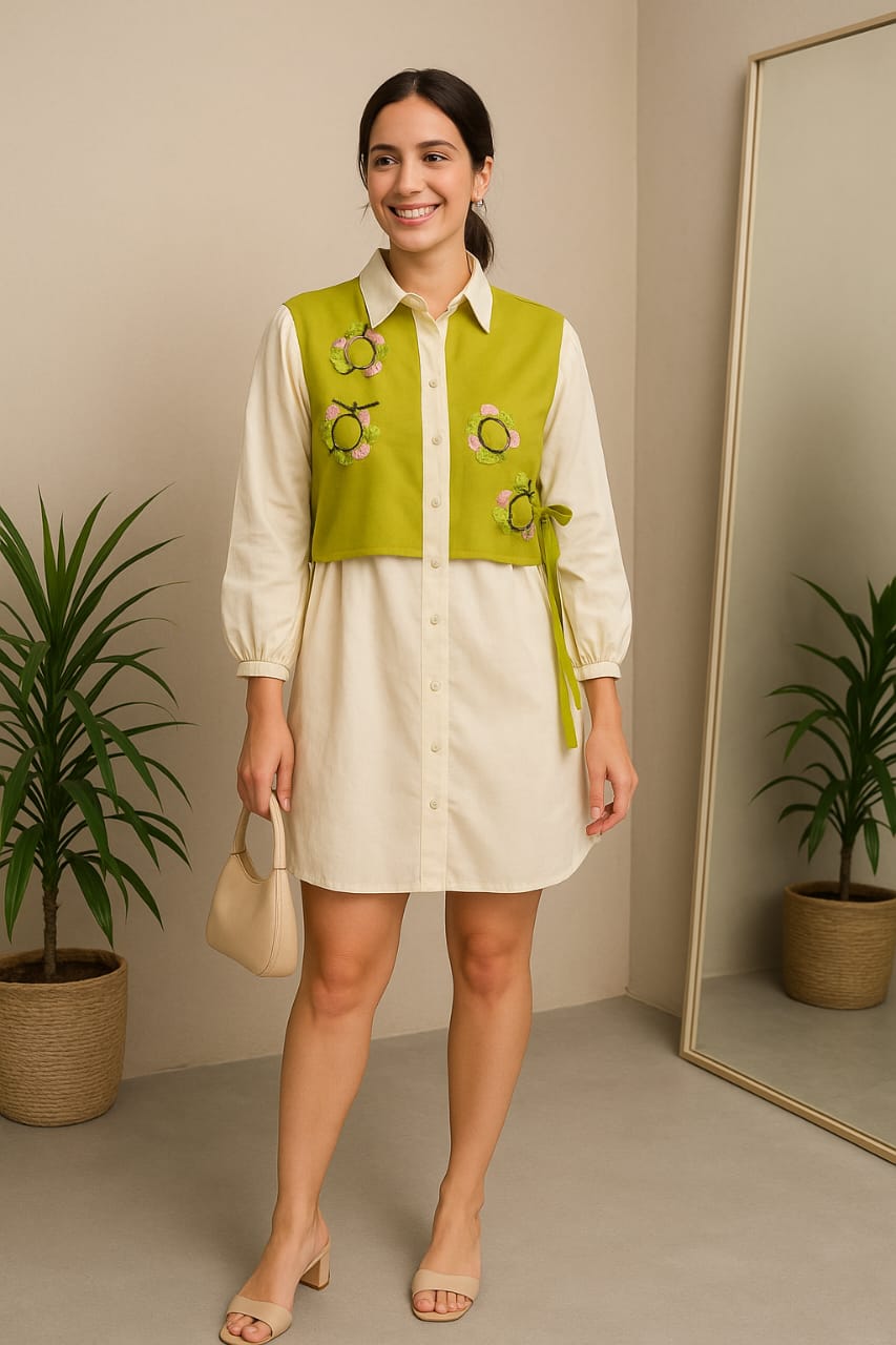 Bubble Sleeves Shirt Dress FT428