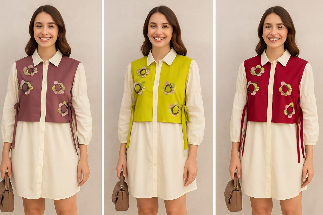 Bubble Sleeves Shirt Dress FT428