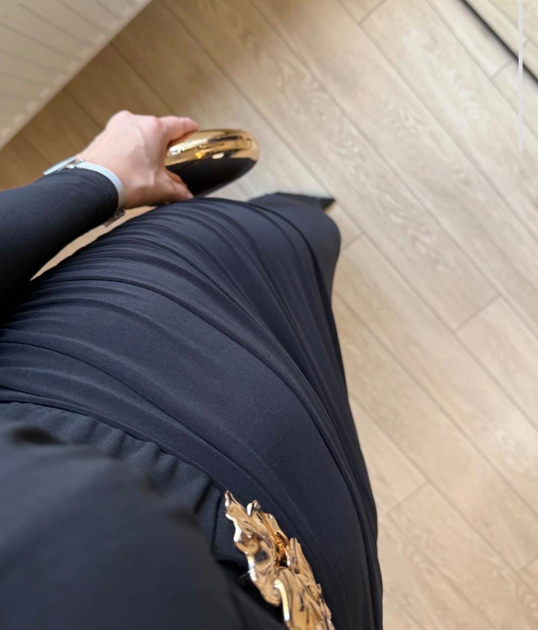 Elysia Gold Buckle Belted Dress FT432