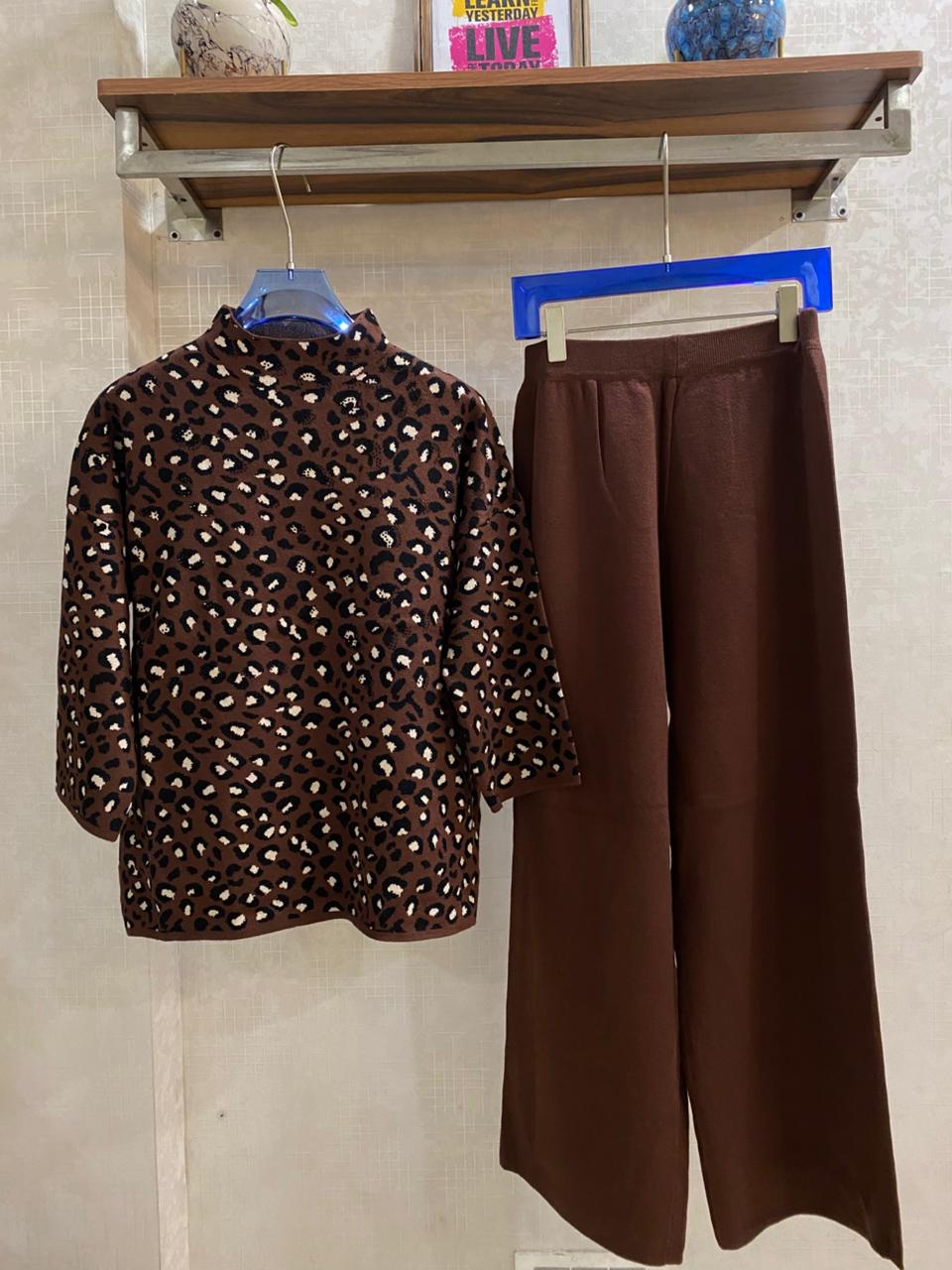 Shadow Leopard Woolen Coord Set FT440