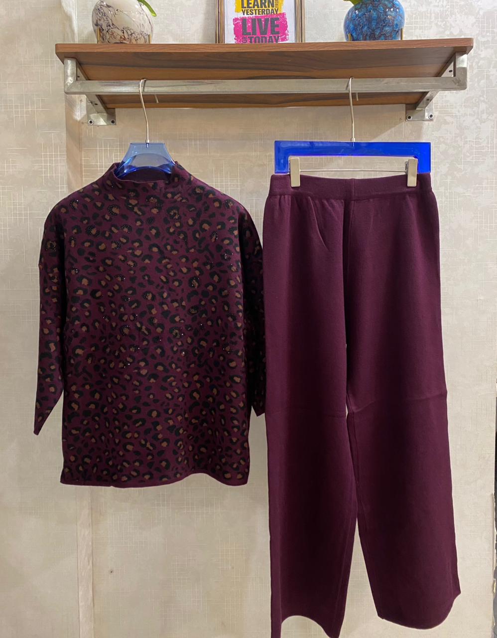 Shadow Leopard Woolen Coord Set FT440