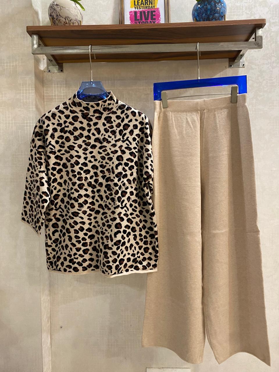 Shadow Leopard Woolen Coord Set FT440