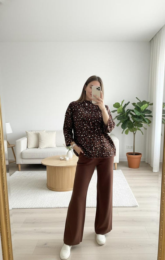 Shadow Leopard Woolen Coord Set FT440