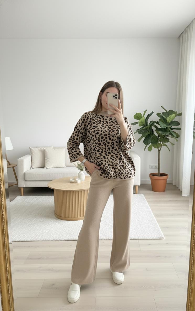 Shadow Leopard Woolen Coord Set FT440