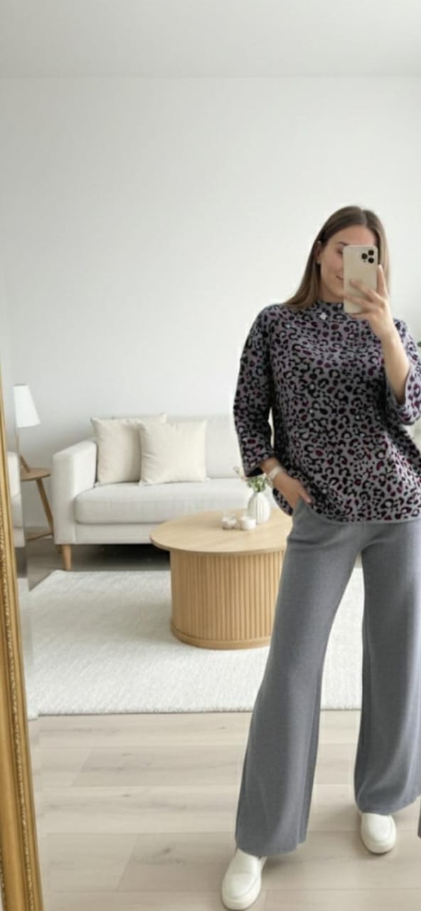 Shadow Leopard Woolen Coord Set FT440