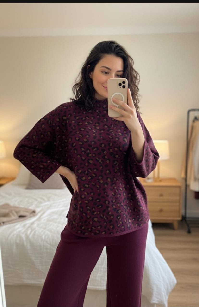 Shadow Leopard Woolen Coord Set FT440