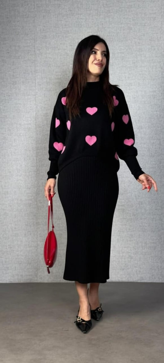 Heart Pullover 2 pcs Dress FT457