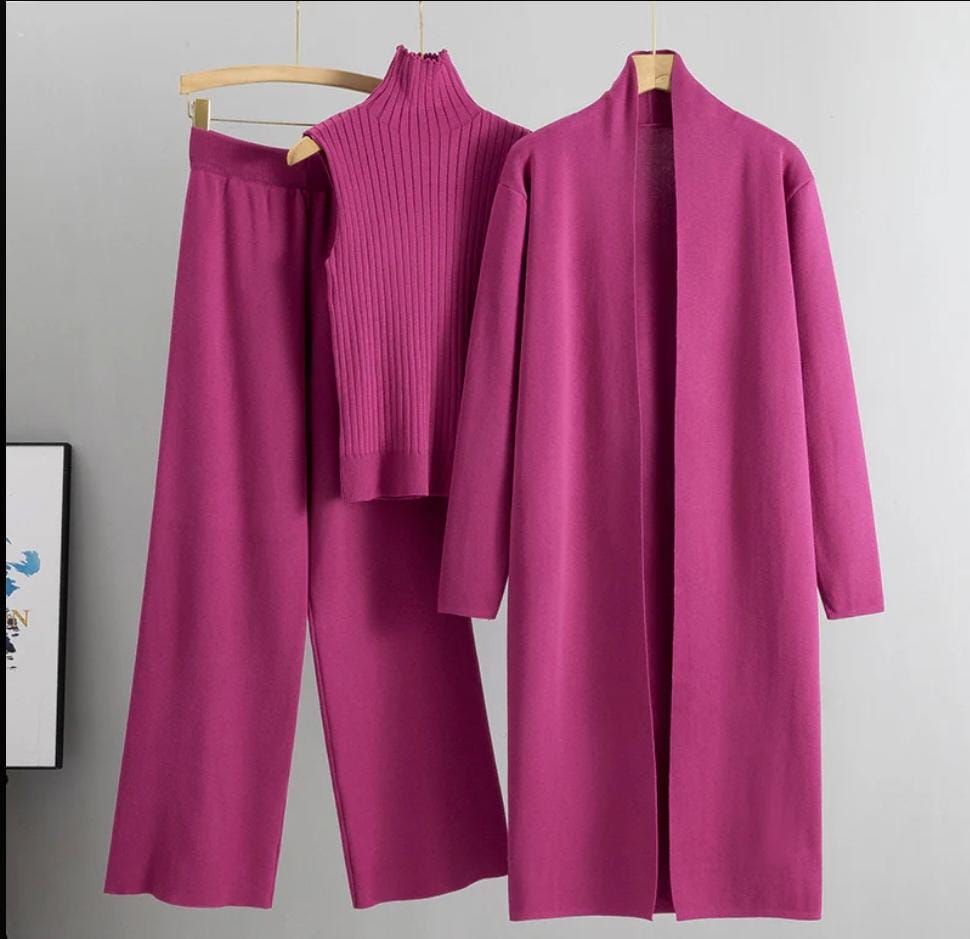 Suhana Woolen Long Shrug Pants and Inner 3 pcs Set FT458