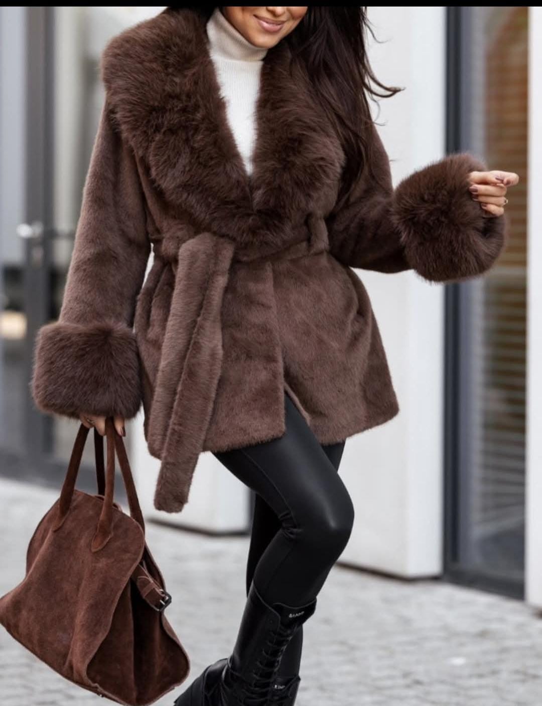 The Luxe Faux Fur Robe Coat FT461