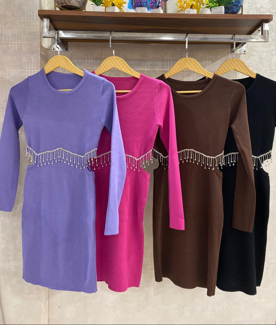 Knitted Tassels Dress FT466