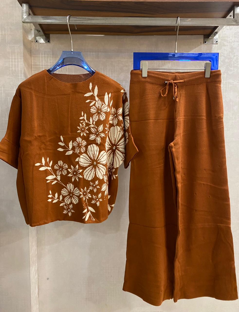 New Luxe Woolen Floral Coord With Little Studs On Flowers FT468