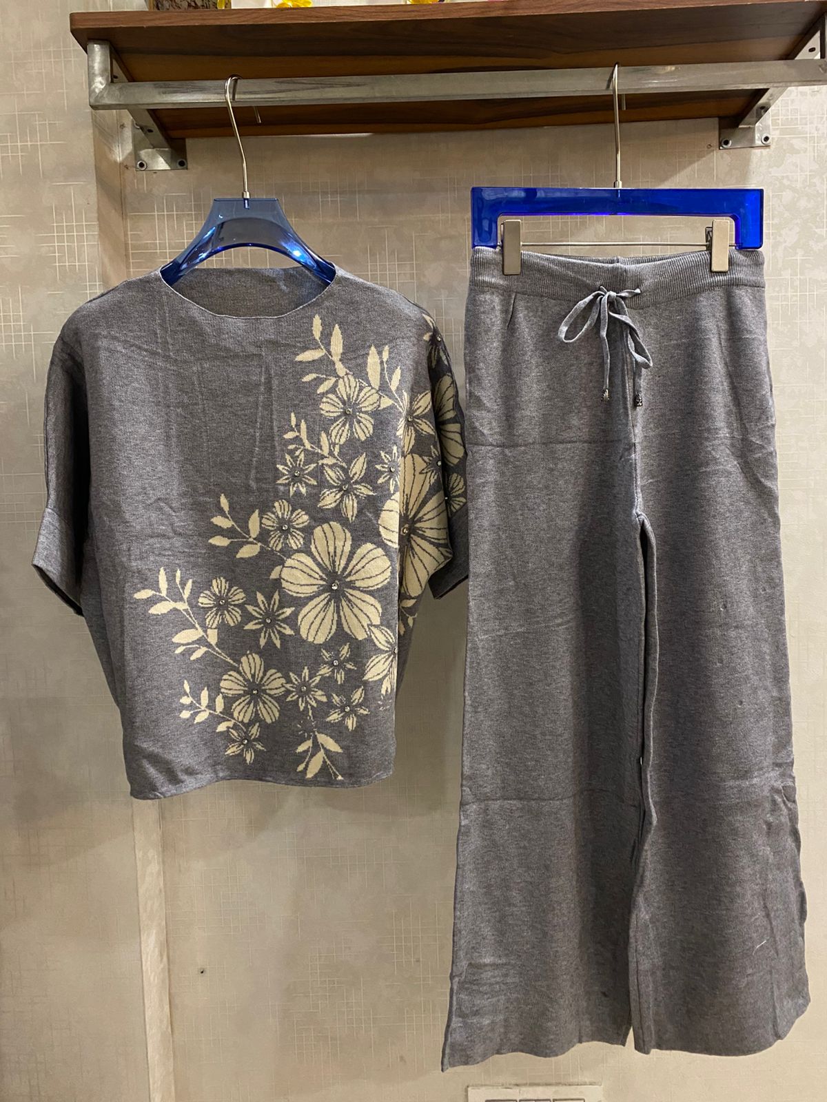 New Luxe Woolen Floral Coord With Little Studs On Flowers FT468