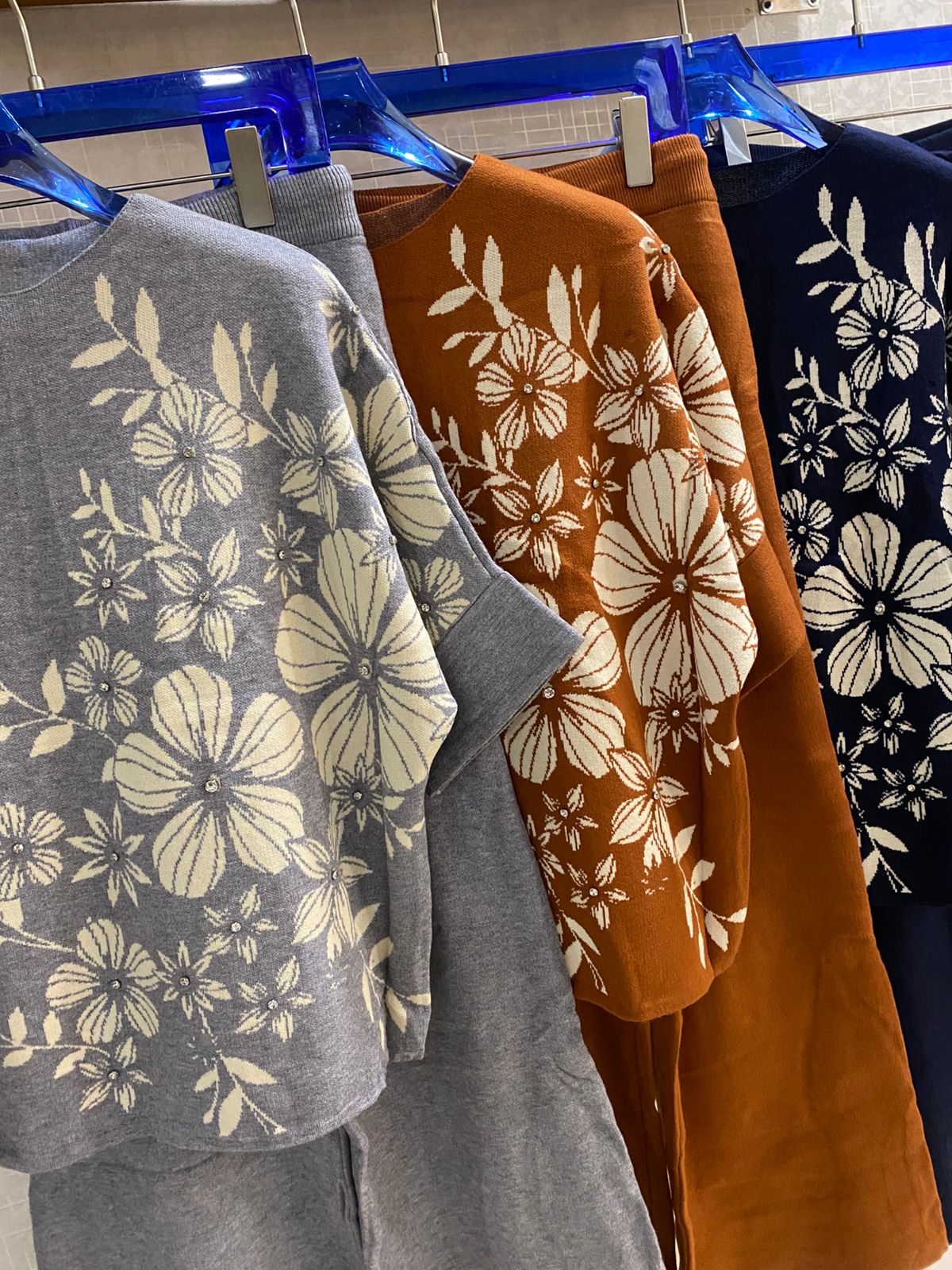 New Luxe Woolen Floral Coord With Little Studs On Flowers FT468