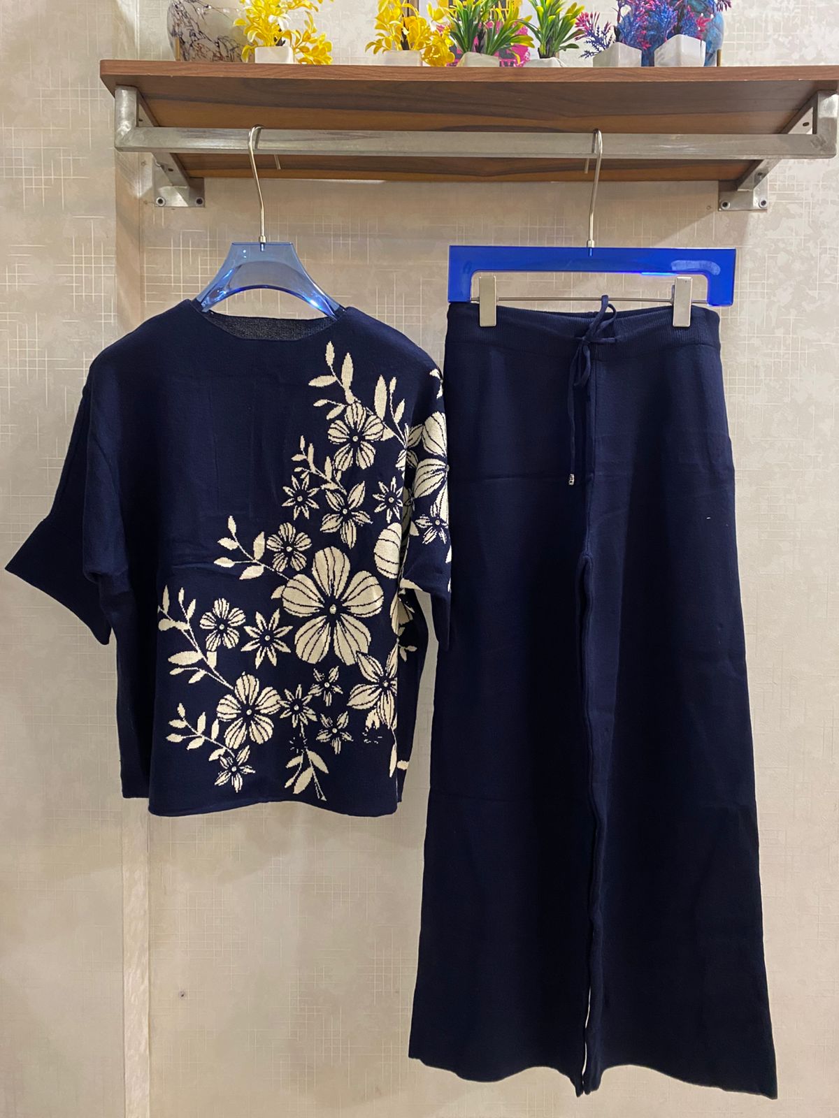 New Luxe Woolen Floral Coord With Little Studs On Flowers FT468