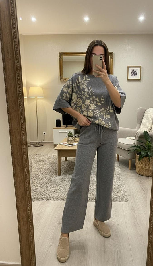 New Luxe Woolen Floral Coord With Little Studs On Flowers FT468