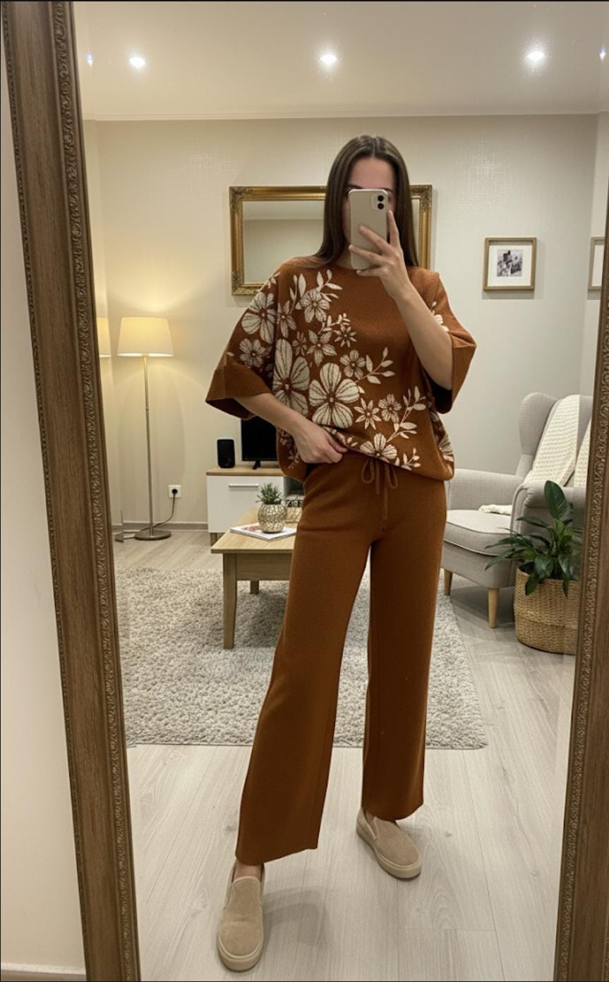 New Luxe Woolen Floral Coord With Little Studs On Flowers FT468