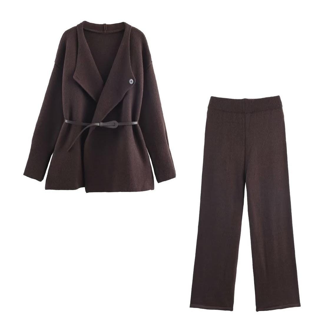 The Draped Cape Woolen Coord Set FT469