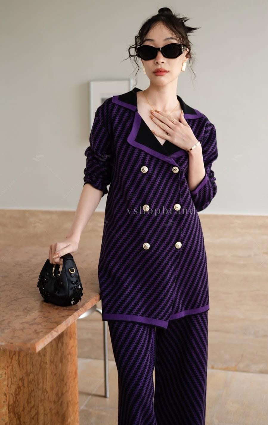 Buttoned Woolen Coord Set FT471