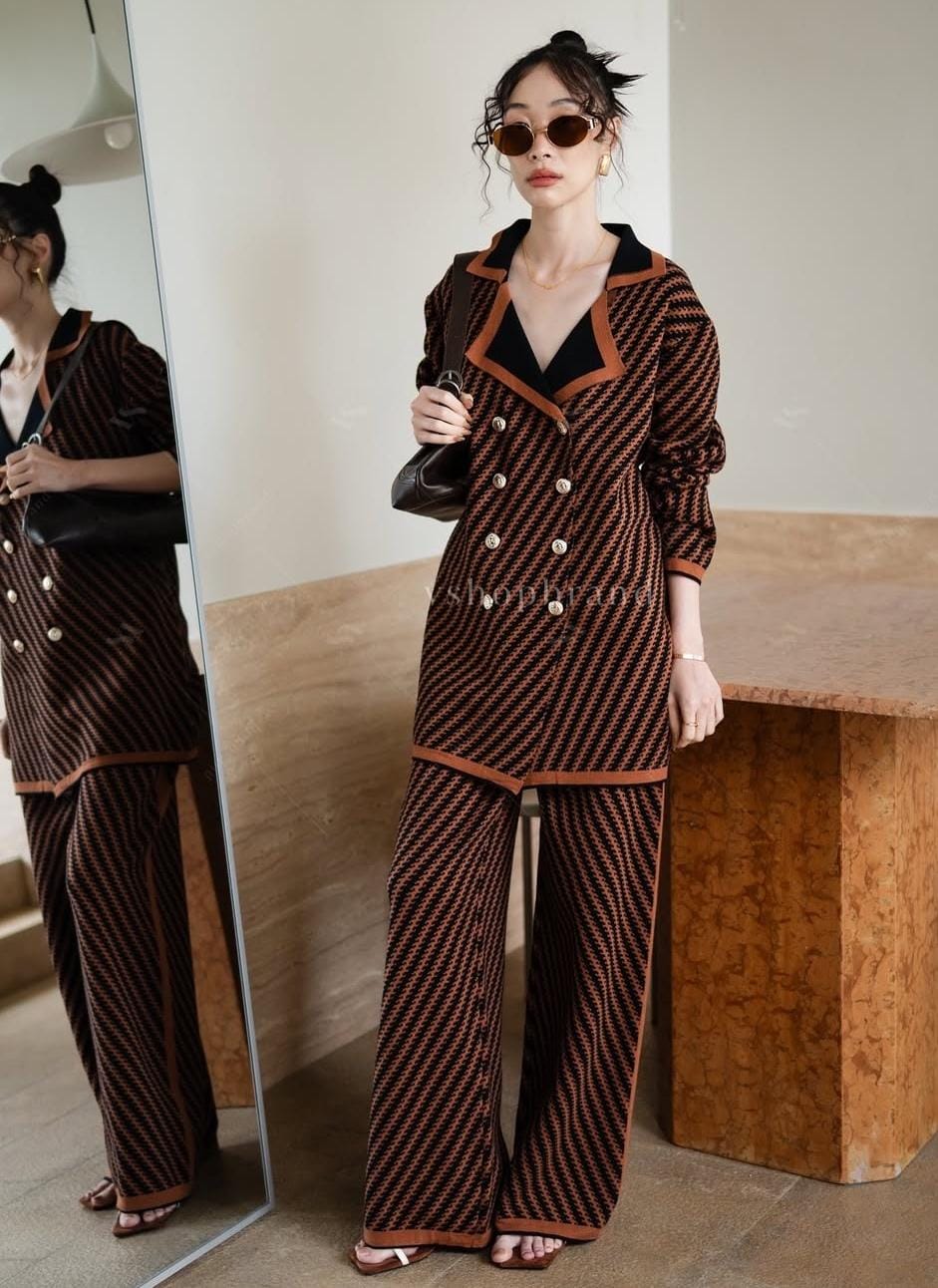 Buttoned Woolen Coord Set FT471