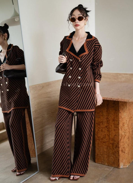 Buttoned Woolen Coord Set FT471