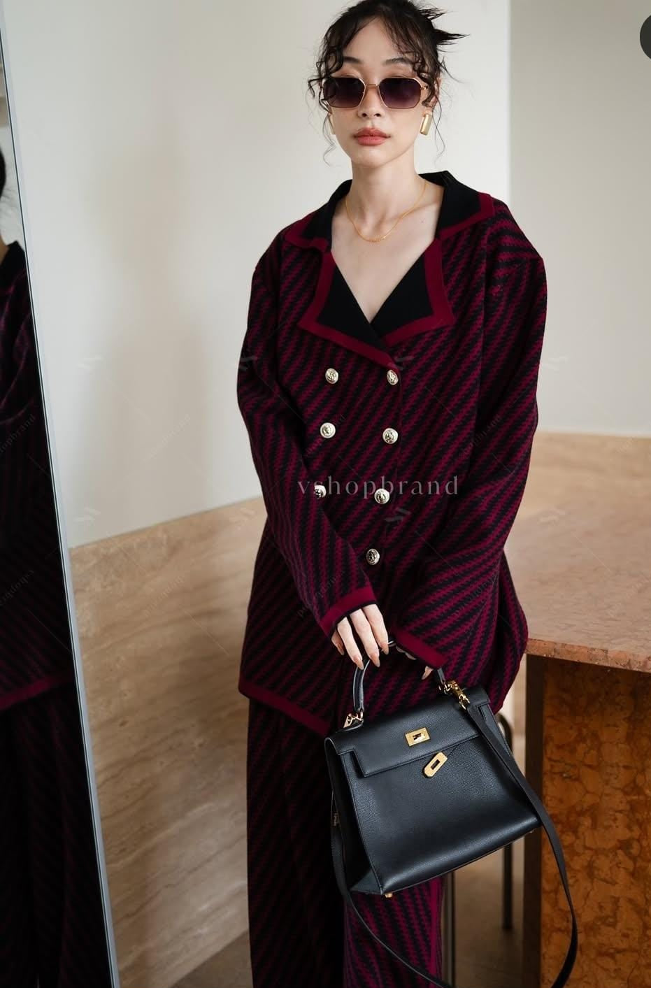 Buttoned Woolen Coord Set FT471