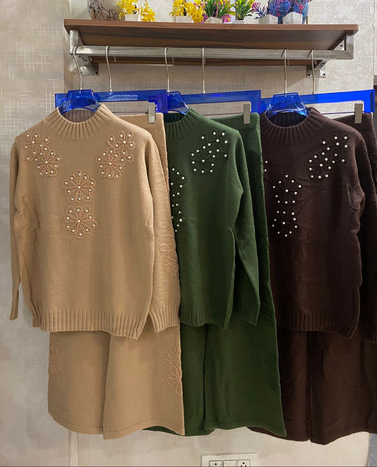 Luxe Woolen Pearl Embroidered Coord Set FT474