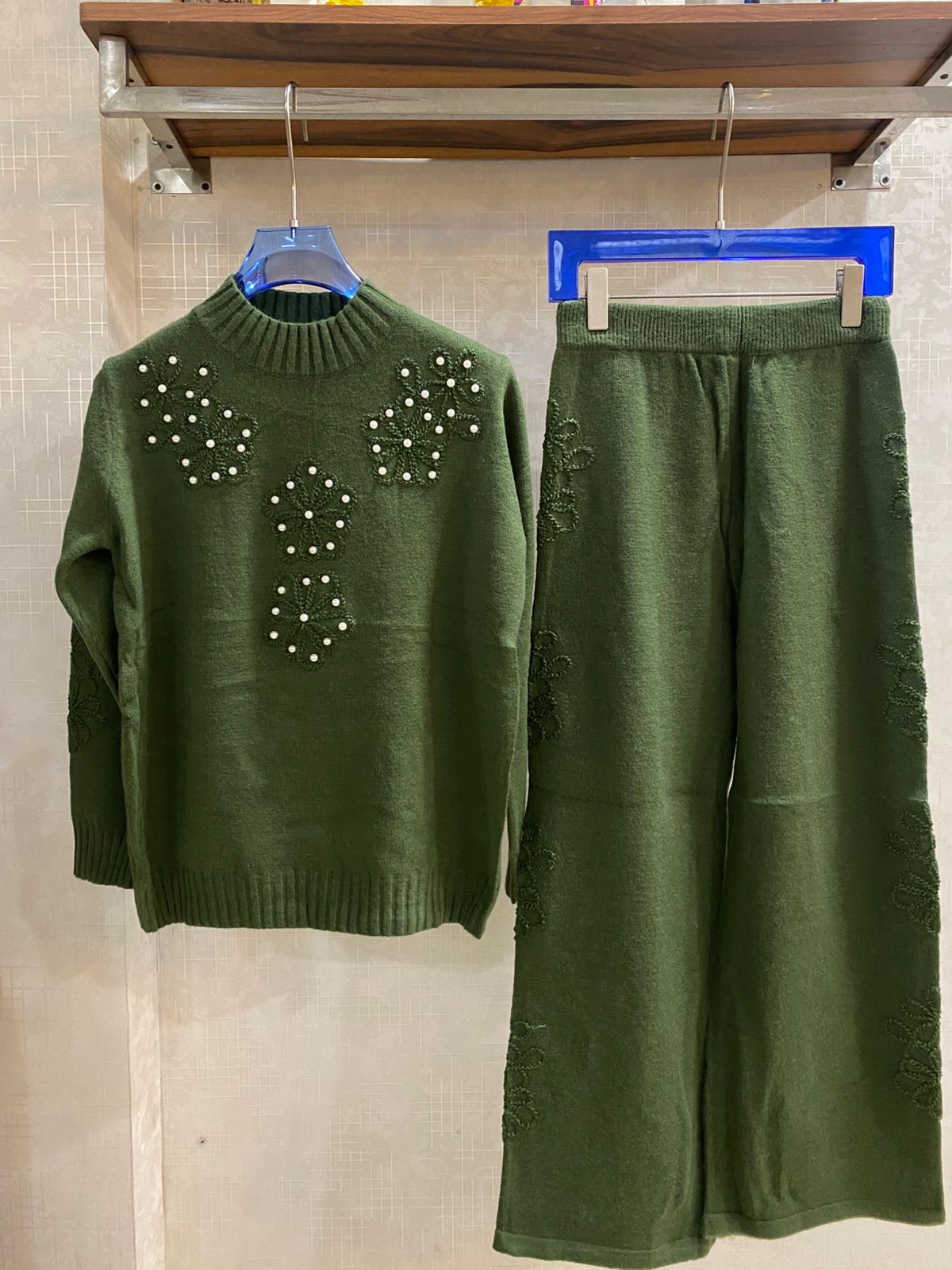 Luxe Woolen Pearl Embroidered Coord Set FT474