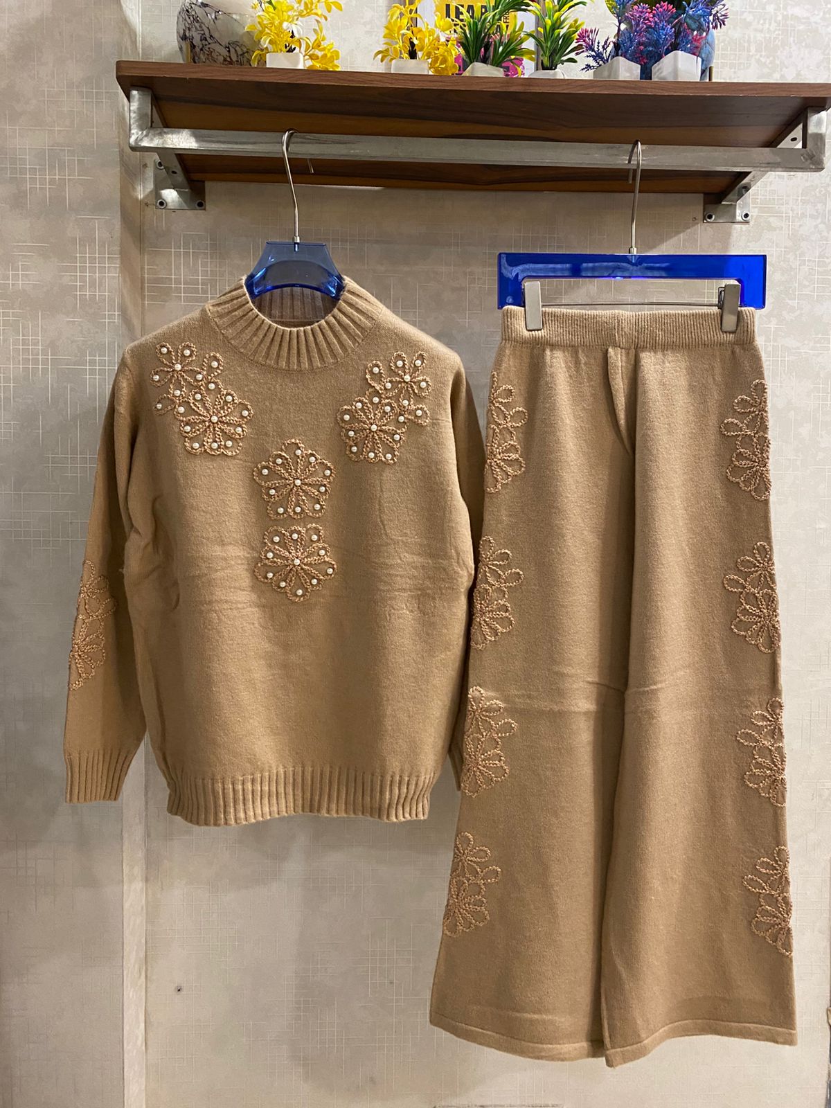 Luxe Woolen Pearl Embroidered Coord Set FT474