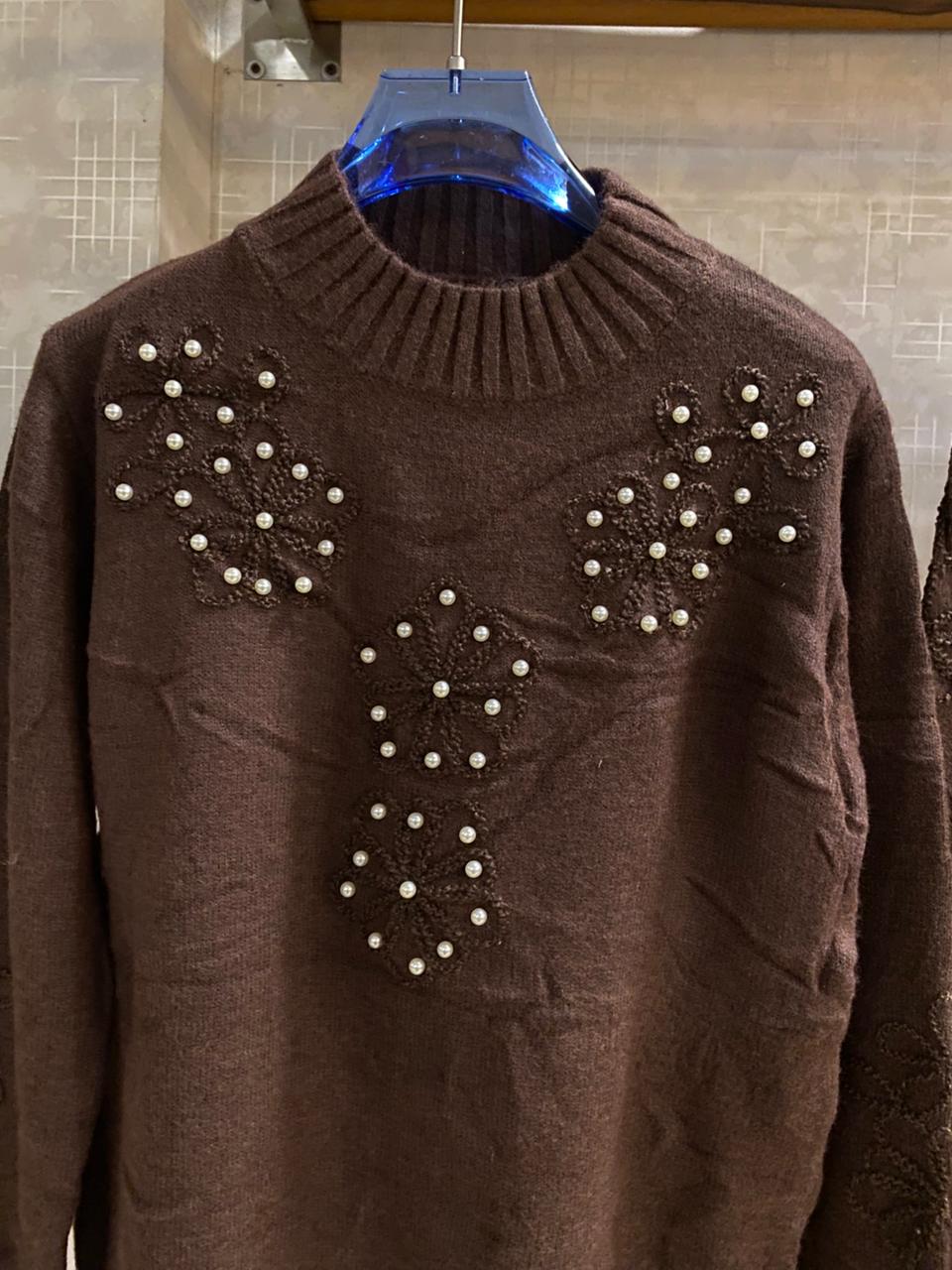 Luxe Woolen Pearl Embroidered Coord Set FT474