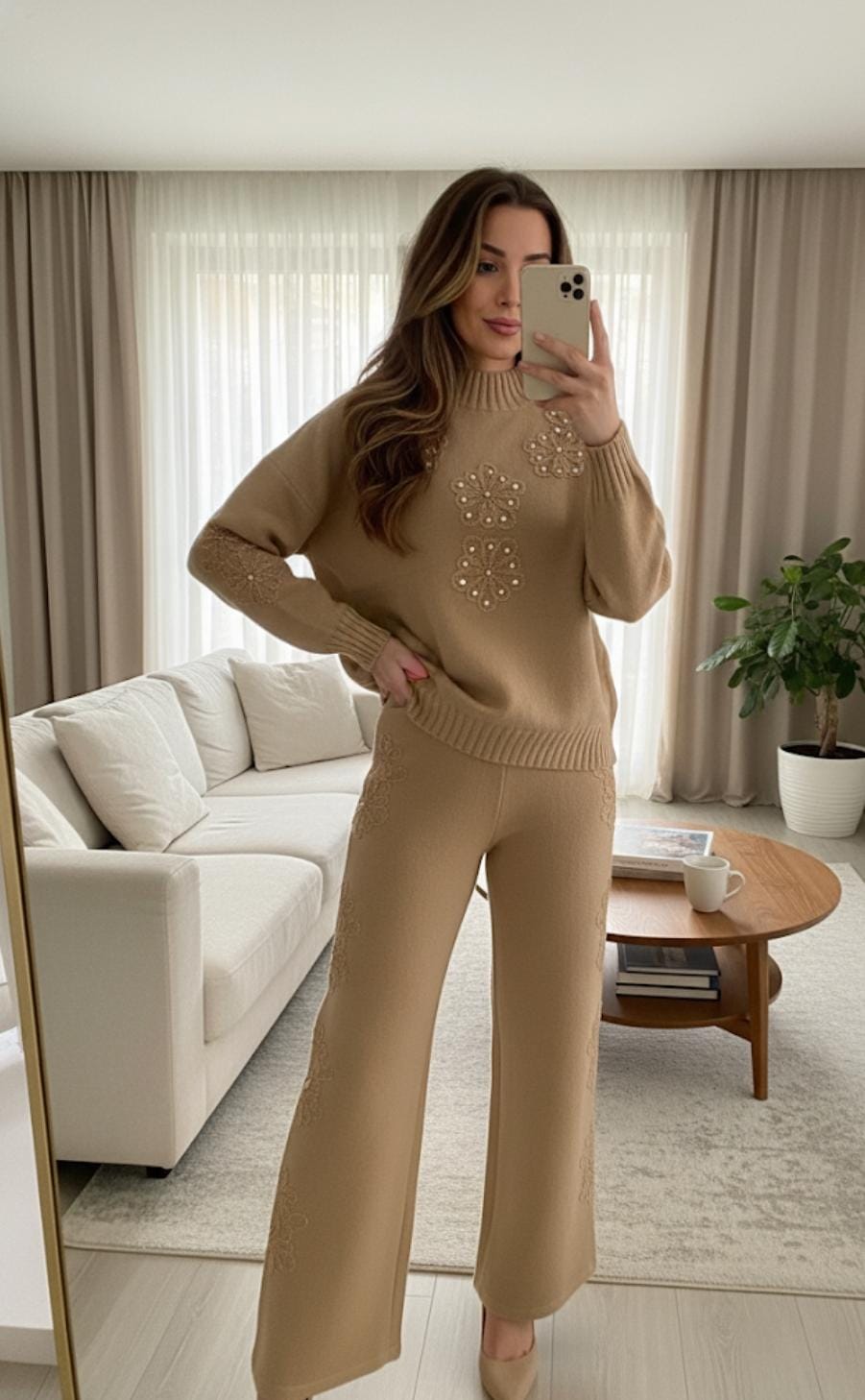 Luxe Woolen Pearl Embroidered Coord Set FT474