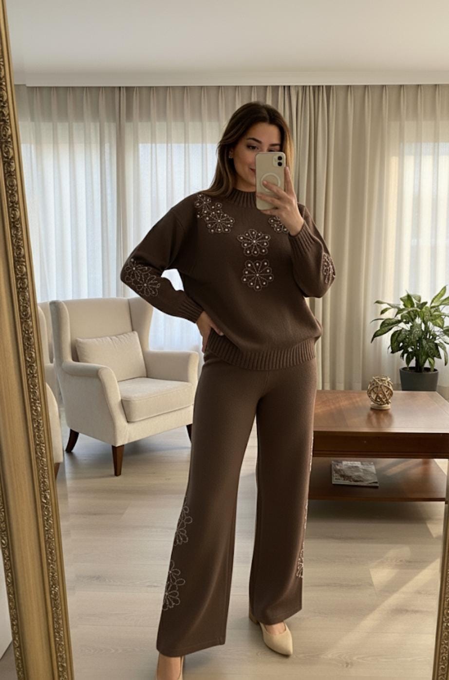 Luxe Woolen Pearl Embroidered Coord Set FT474