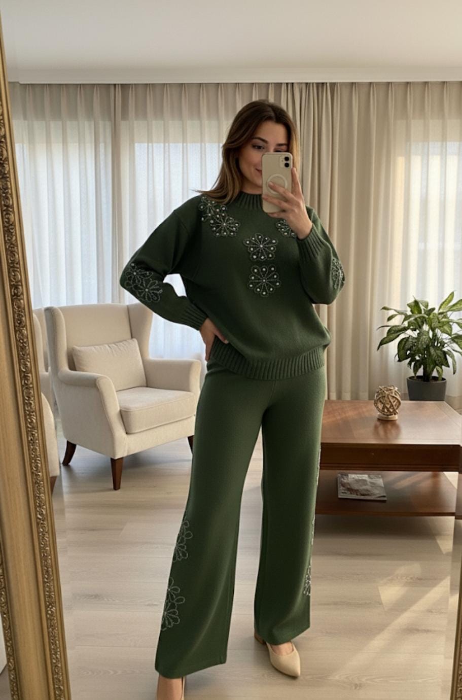 Luxe Woolen Pearl Embroidered Coord Set FT474