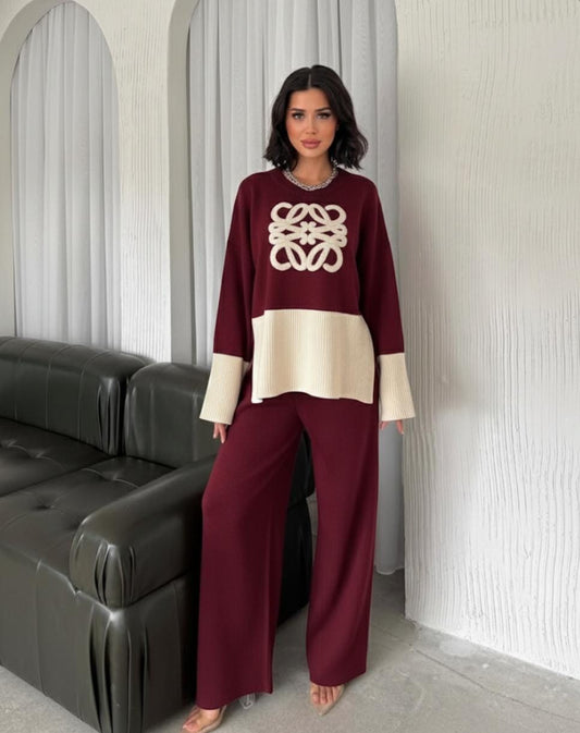 Embroidered Logo Woolen Coord Set FT476